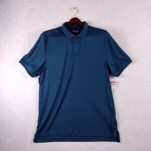 BASIC EDITIONS Men's Size XLT Dress/Casual Polyester Teal Polo Shirt NWT